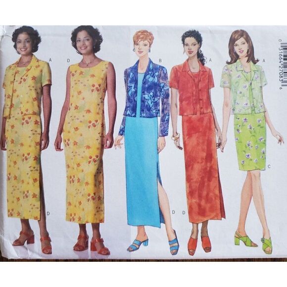 Vintage 90s Butterick Pattern 5415 Uncut Sleeveless Dress Collared Top 18 20 22 - Picture 1 of 2